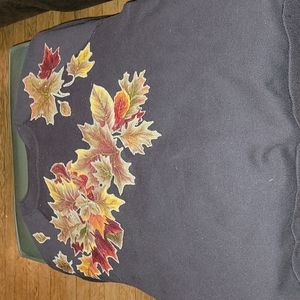 Hand painted vintage leaf sweater . Ficus Athletic size Large